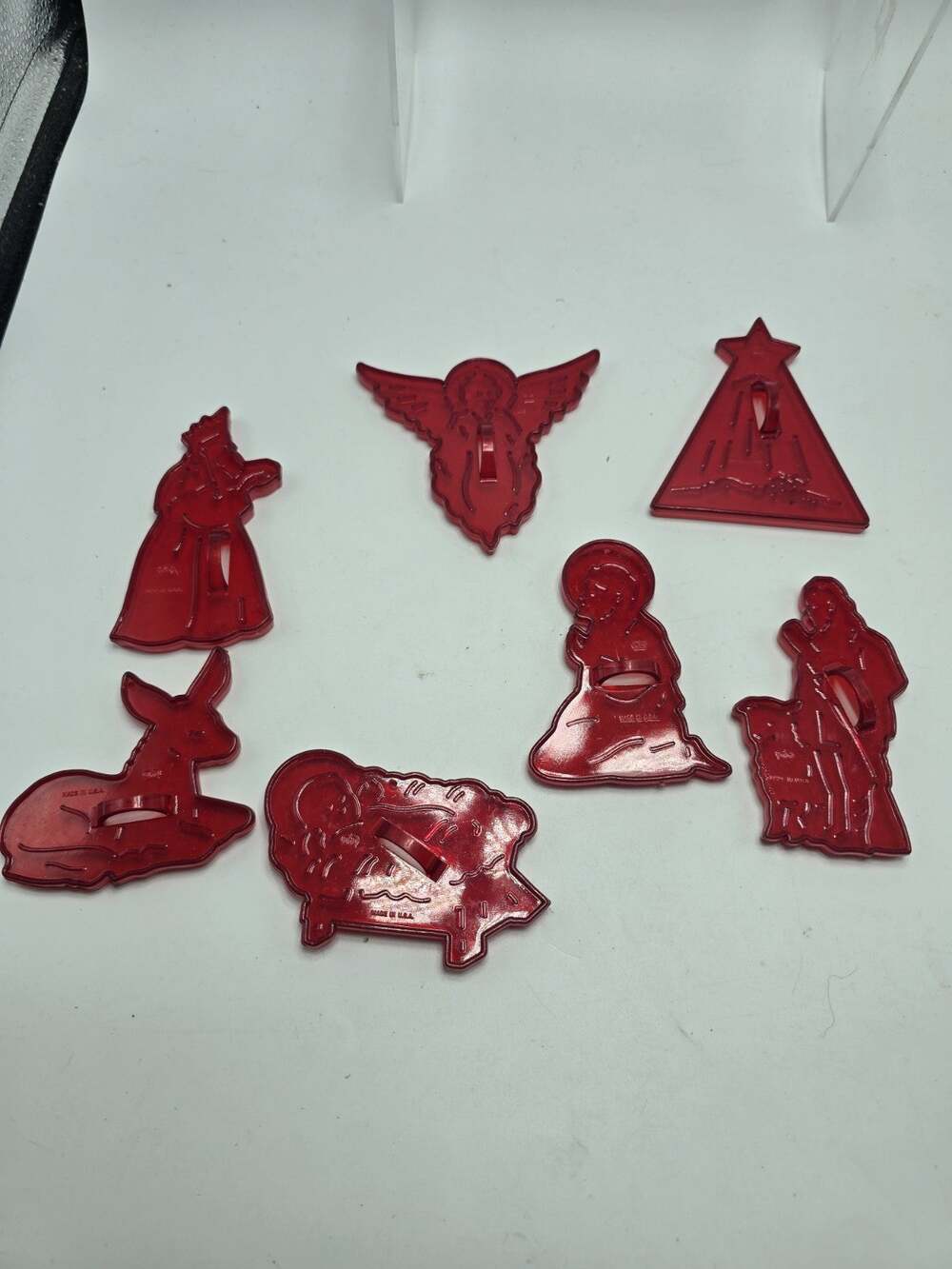 HRM Nativity Red Plastic Cookie Cutters Joseph, Baby Set Of 7 MCM Missing Mary